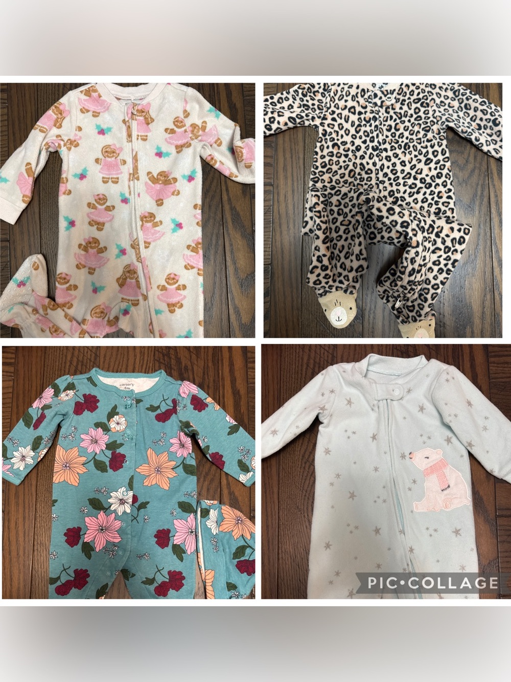 🛌Carter's Baby Girls 4-Pack Footed Pajama Sleepers - Pink, Cream, Teal, Leopard🛌